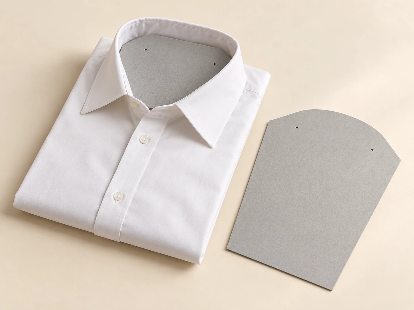 Grey neck board inside a folded white shirt with another board beside it